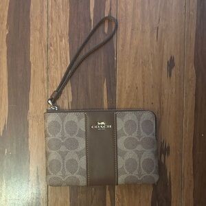 Coach Signature Brown Wristlet